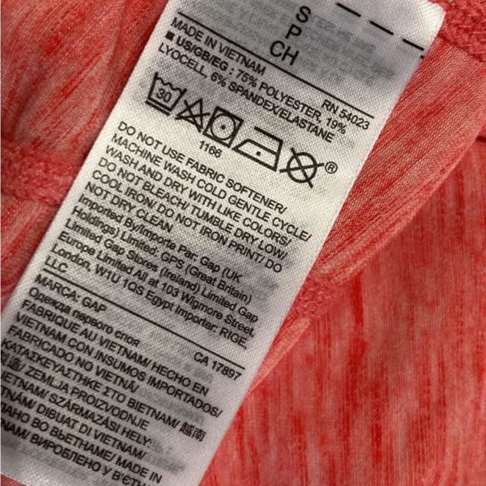 GAP Heathered Coral orang Long Sleeve gapfit breathe thumb holes athletic small - Picture 7 of 8